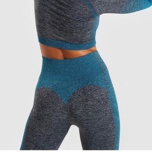 Gymshark Amplify Seamless Leggings - Teal/Charcoal